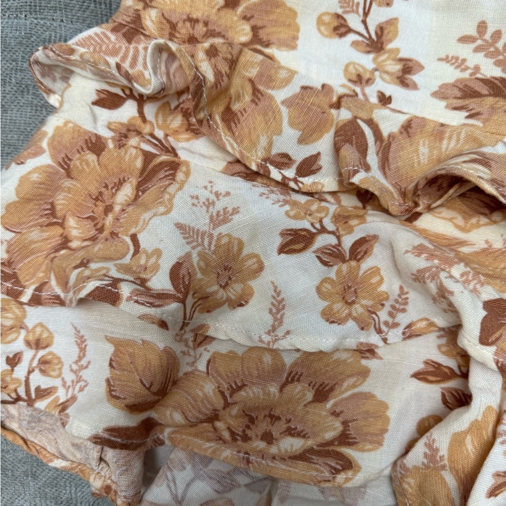 FREE PEOPLE Days Gone By Floral Smocked Shorts viscose cotton linen ruffle Small - Picture 6 of 12